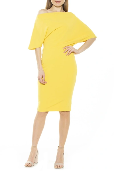 Alexia Admor Olivia Draped One-shoulder Dress In Yellow