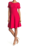 T Tahari Wide Neck Honeycomb Knit Dress In Red