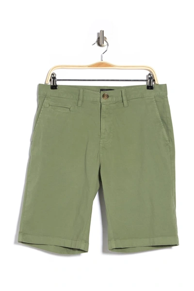 14th & Union Garment Dye Stretch Shorts In Green Hedge