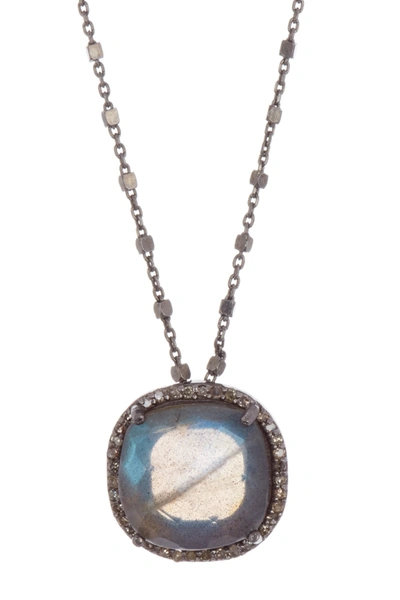 Adornia Fine Lara Labradorite & Champagne Diamond Beaded Chain Necklace In Grey