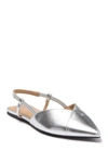 14th & Union Romi Pointed Toe Slingback Flat In Silver Faux Leather