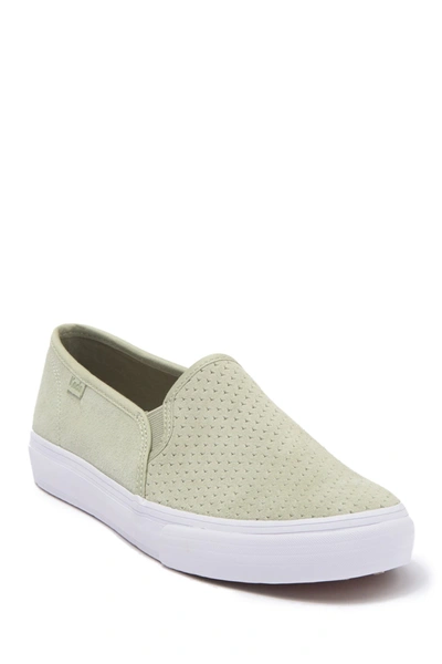 Keds Double Decker Perforated Suede Sneaker In Sage