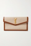 Saint Laurent Uptown Leather-trimmed Cotton-canvas Pouch In Tan