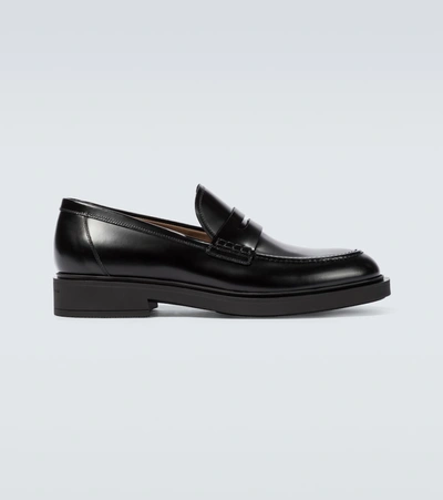 GIANVITO ROSSI HARRIS LEATHER LOAFERS,P00527261