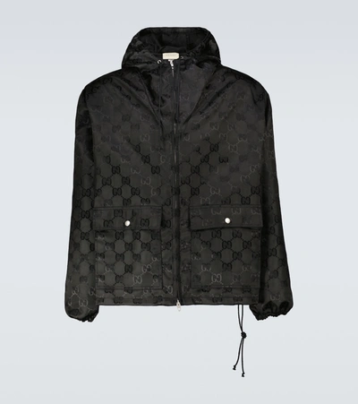 Gucci Off The Grid Gg Supreme Hooded Jacket In Black
