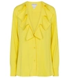 Bottega Veneta Ruffle-collar Button-down Blouse In Yellow