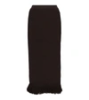 Bottega Veneta Women's Fringed Cotton-blend Knit Midi Skirt In Brown
