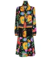 GUCCI X KEN SCOTT FLORAL SILK TWILL MIDI DRESS,P00534659