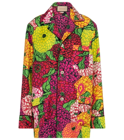 Gucci X Ken Scott Floral-print Silk-twill Pyjamas In Fuchsia