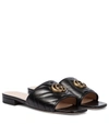 Gucci Jolie Logo-embellished Quilted Leather Slides In Black