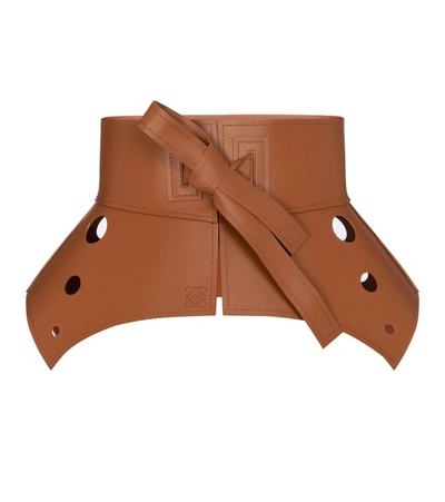 Loewe Obi Cut-out Leather Corset Belt In Brown