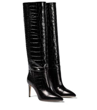 Paris Texas Women's Croc-embossed Leather Knee Boots In Black