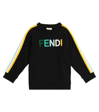 Fendi Kids' Logo棉质运动衫 In Black