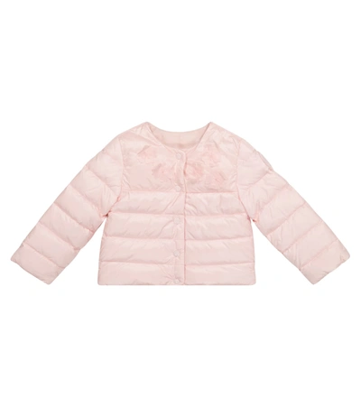 Moncler Baby Denisa花卉羽绒夹克 In Pink