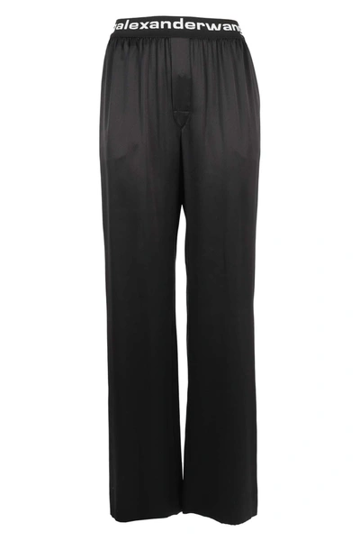 Alexander Wang T Logo Elastic Waistband Pants In Black