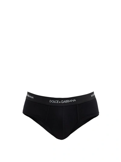 Dolce & Gabbana Sicily Ribbed Cotton-jersey Briefs In Black