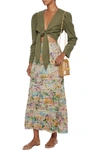 ZIMMERMANN NINETY-SIX PINTUCKED FLORAL-PRINT CREPE MAXI SKIRT,3074457345625260751