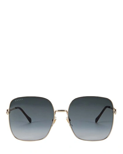 Gucci Oversized Classic Square Sunglasses In Gray / Gold