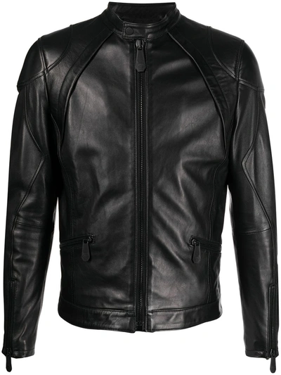 Philipp Plein Moto Leather Jacket In Black