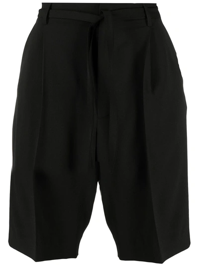 Ambush Pleated Wool Blend Shorts In Black