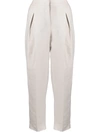 AGNONA HIGH-RISE BOX-PLEATED TAPERED TROUSERS