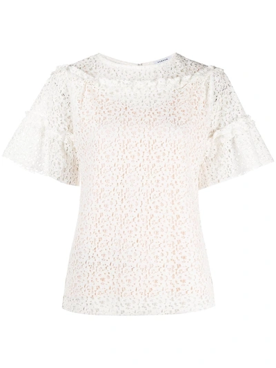P.a.r.o.s.h White Ruffle-embellished Lace Blouse
