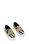 BURBERRY KIDS' HARWICK CHECK SLIP-ON SNEAKER,8038629