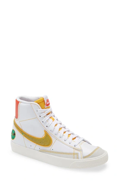 Nike Kids' Blazer Mid '77 Vintage Sneaker In White / University Gold