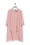 Slny Embellished Cascade Overlay Dress In Faded Rose