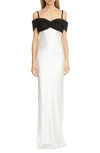 BRANDON MAXWELL CONTRAST COLD SHOULDER BODICE SHEATH GOWN,840069829651