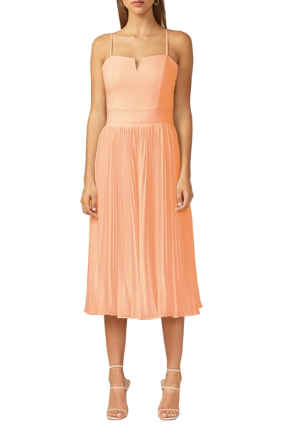 Adelyn Rae Charli Pleated Midi Dress In Peach