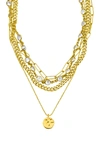 Adornia 14k Yellow Gold Plated Layered Pebbled Charm Necklace In Yellow