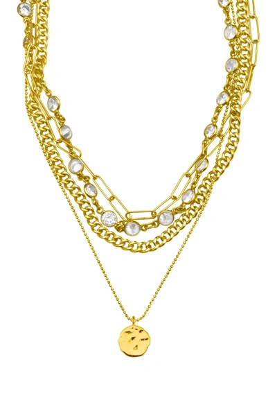 ADORNIA 14K YELLOW GOLD PLATED LAYERED PEBBLED CHARM NECKLACE,791109046159