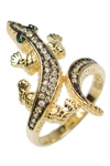 CZ BY KENNETH JAY LANE 14 GOLD PLATED PAVE CZ LIZARD WRAP RING,848179091333