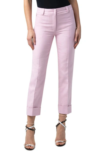 Akris Maxima Cuff Crop Cotton & Silk Double Face Pants In Light Pink