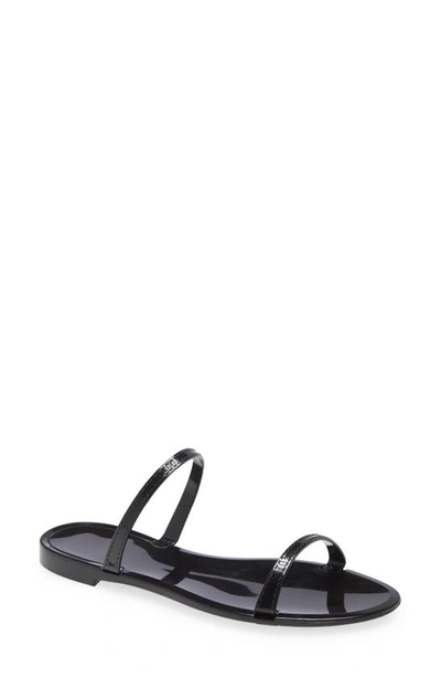 Stuart Weitzman Sawyer Jelly Slide Flat Sandals In Black