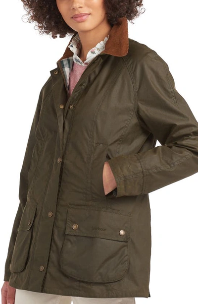 Barbour Womens Aintree Wax Jacket Archive Olive In Archive Olive/ Pink  Tartan | ModeSens