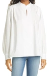 Rag & Bone Jade Embroidered Band Collar Cotton Blouse In White