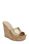 Veronica Beard Women's Dali Metallic Snakeskin-embossed Leather & Cork Platform Wedge Mules In Gold