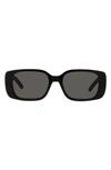 Dior Wil 53mm Rectangular Sunglasses In Shiny Black Smoke