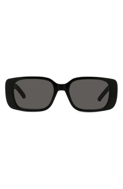 Dior Wil 53mm Rectangular Sunglasses In Shiny Black Smoke