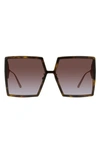 Dior 30montaigne Su Square Sunglasses, 58mm In Havana And Gold/brown