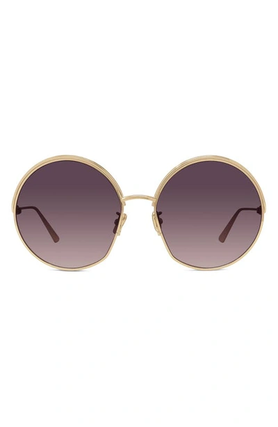 Dior Oversized Round Metal Sunglasses In Gold/bordeaux