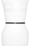 TORY BURCH SKINNY LEATHER LOGO BELT,74936