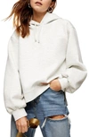 Topshop Oversize Panel Hoodie In Light Grey