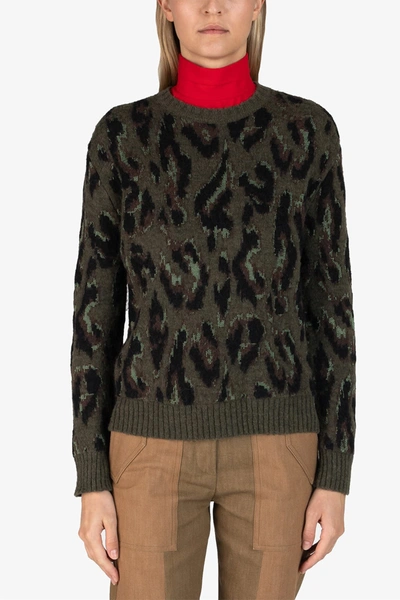 Derek Lam Evan Animal Print Sweater In Green Mult