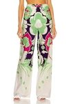 Valentino Floral Cotton High-rise Wide-leg Pants In Pool & Radiant Orchid
