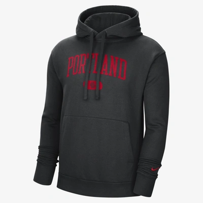 Nike Portland Trail Blazers Heritage Men's  Nba Pullover Hoodie In Black,university Red