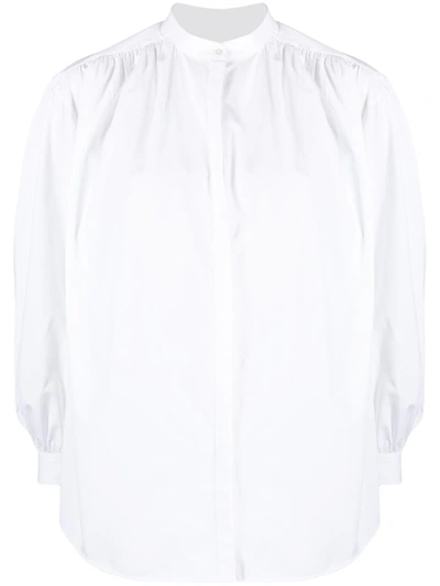 Jil Sander Gathered-detail Curved-hem Blouse In White