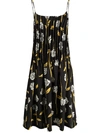 Opening Ceremony Rose-print Pleated Dress In Black
